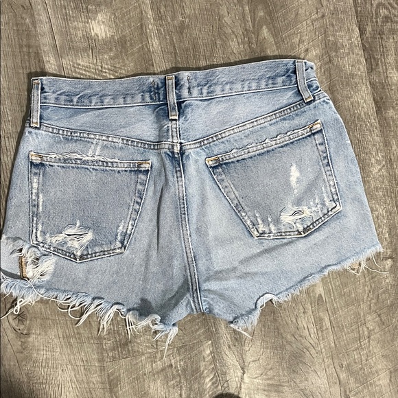 Agolde Light Wash Distressed Denim Cutoff Shorts - Picture 6 of 10